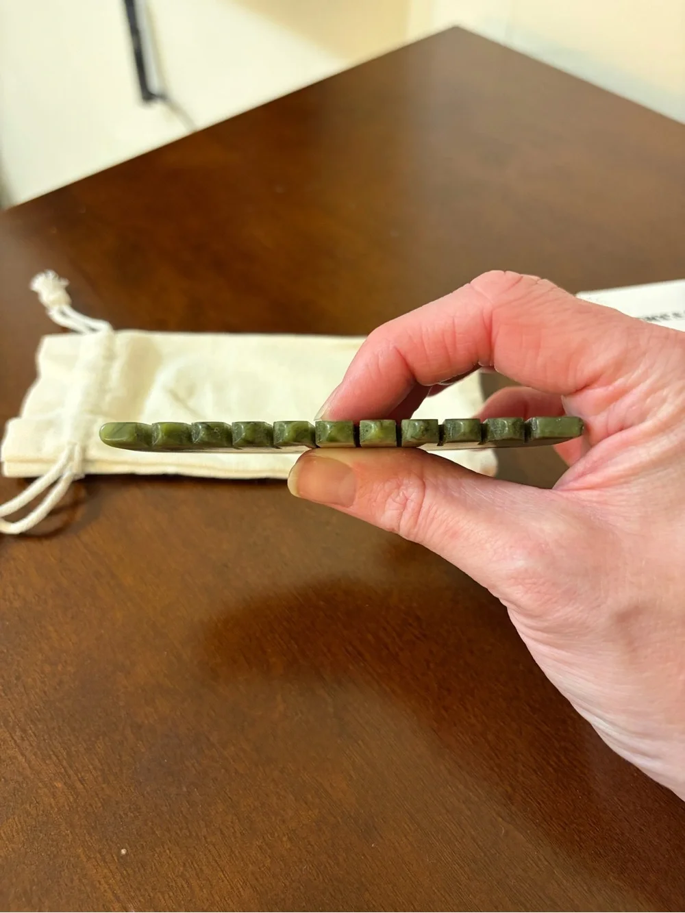 grace & stella Green Jade Wide-Tooth Scalp Massage Comb with Gold Logo